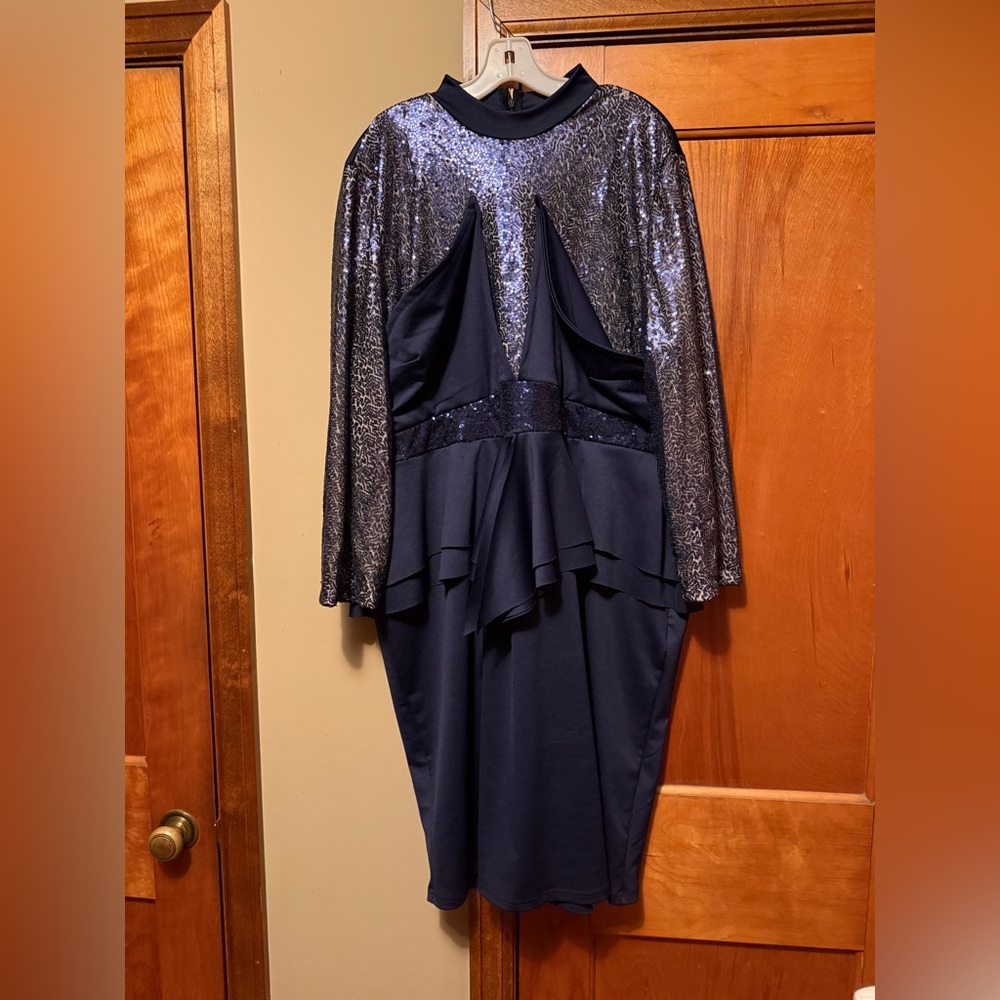 Elegant Navy Sequin Dress